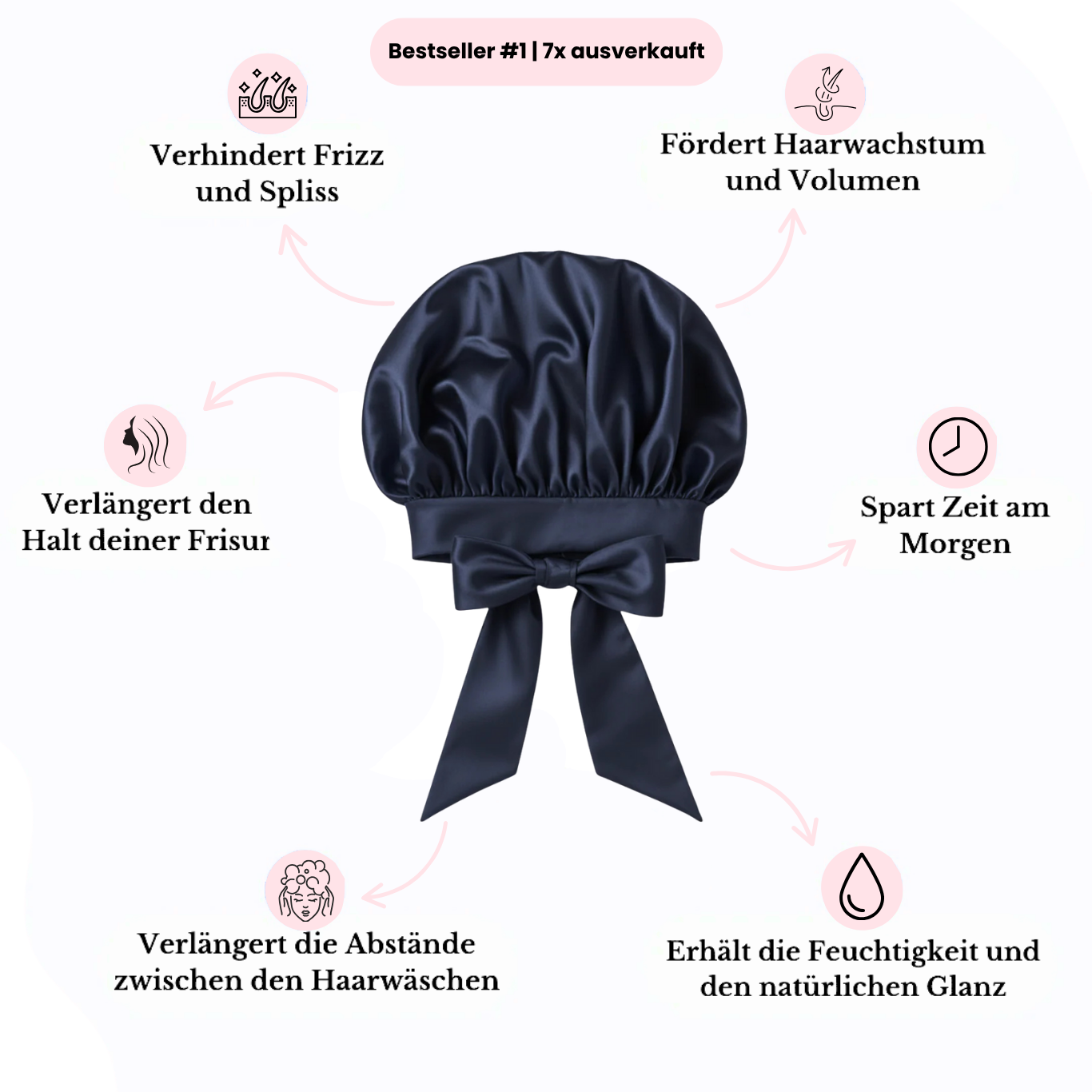 Doppellagige Seiden Schlafhaube "Schleife"