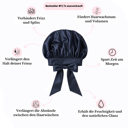 Doppellagige Seiden Schlafhaube "Schleife"