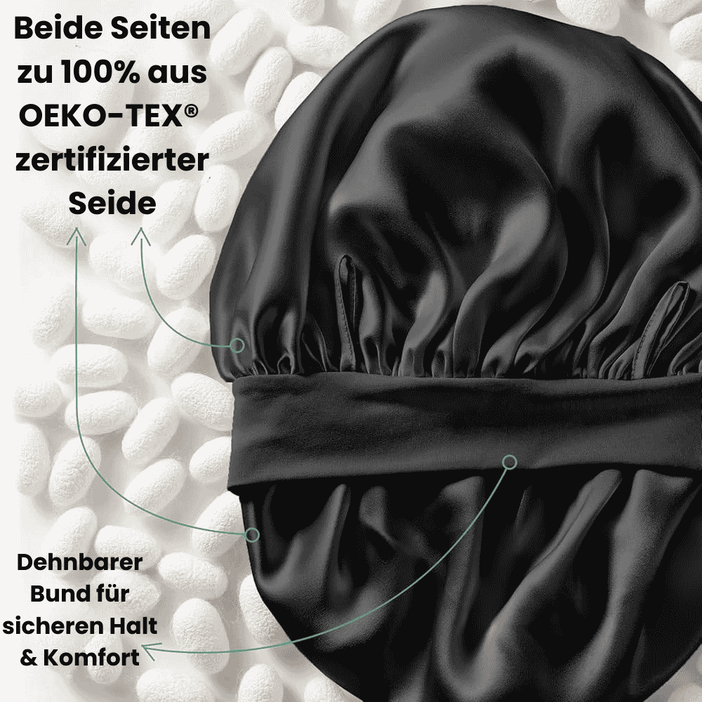 Doppellagige Seiden Schlafhaube "Schleife"