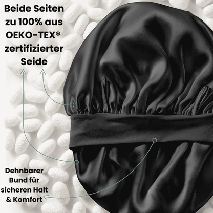 Doppellagige Seiden Schlafhaube "Schleife"